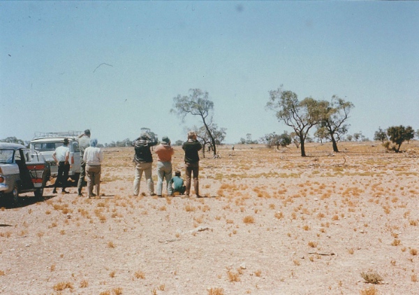 Society Members. The day we visited Portee Station property to view the starving wombats, December 1967. All that remains is Zygophyllum which is inedible