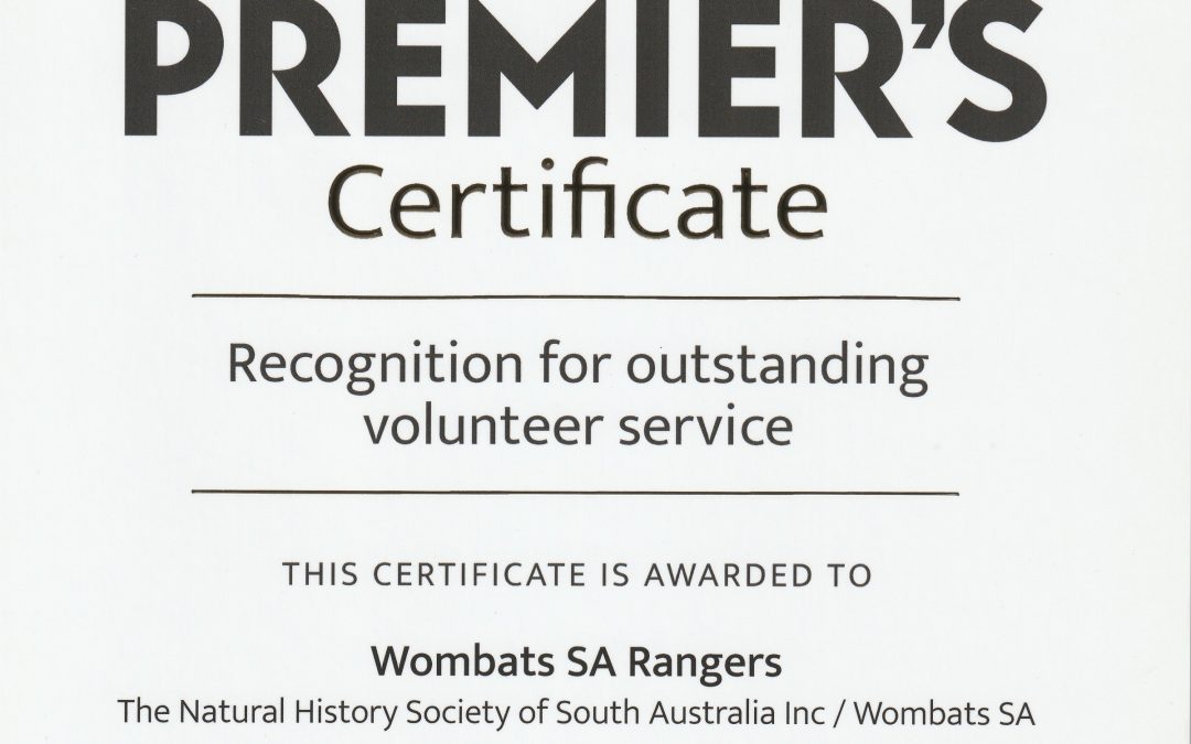 Our volunteer Rangers have been awarded a Premier’s Certificate!